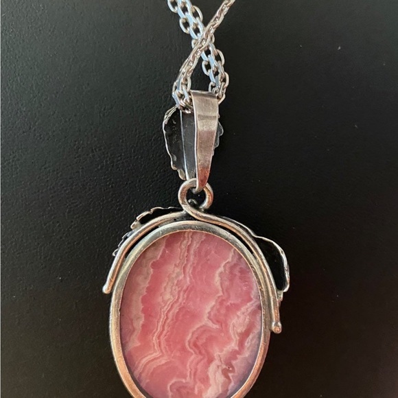Rhodochrosite sterling Italy necklace - Picture 4 of 6